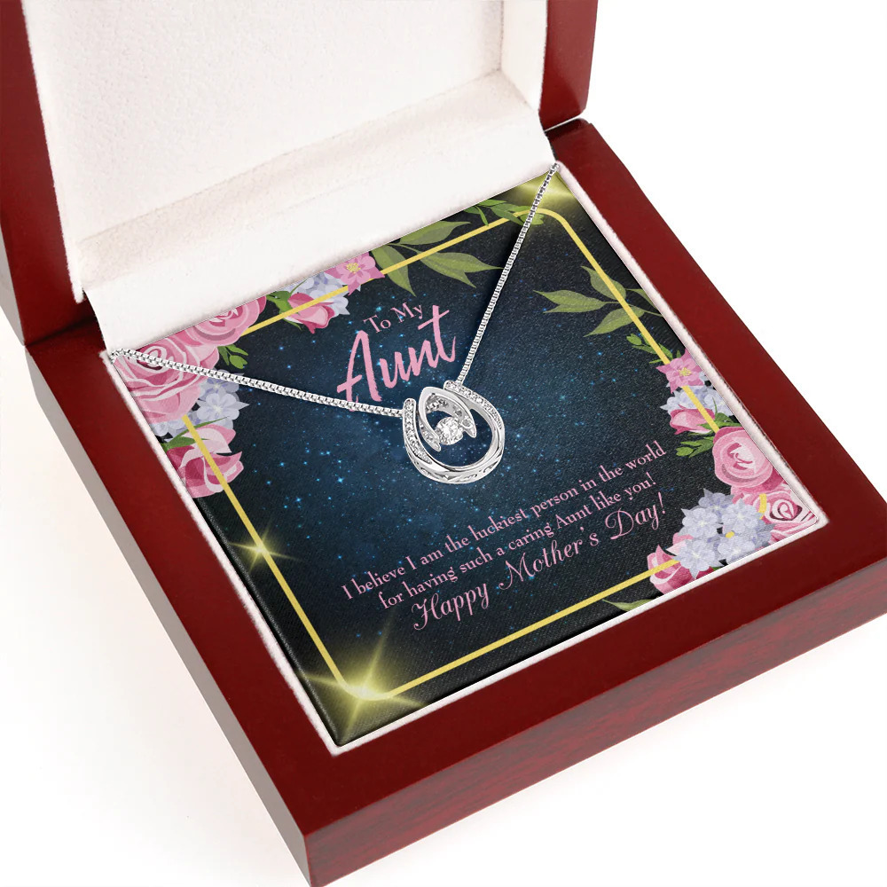 Luckiest Aunt Lucky Horseshoe Necklace Luxury Box